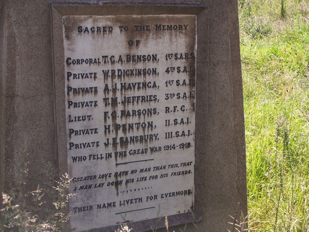 Viljoensdrift WW 1 monument